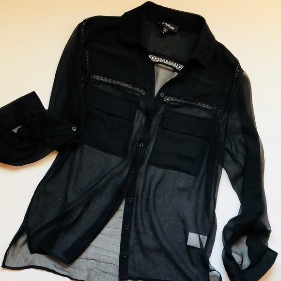 bebe Tops - ✂️ Bebe Sheer Black Blouse